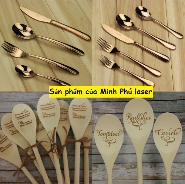Một số mẫu sản phẩm khắc laser lên thìa, dĩa, muỗng, nĩa