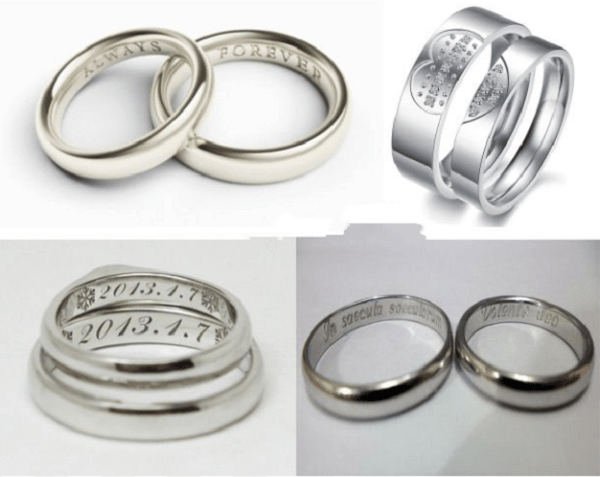 Các mẫu khắc tên lên nhẫn, khắc tên lên nhẫn đôi, nhẫn cưới,..