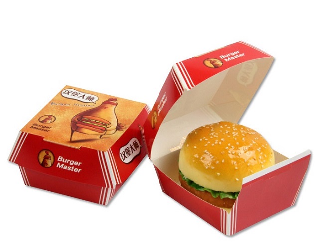 Các cửa hàng thức ăn nhanh như gà rán, hamburger sử dụng các mẫu hộp có hình ảnh, màu sắc đặc trưng, nâng cao độ nhận diện