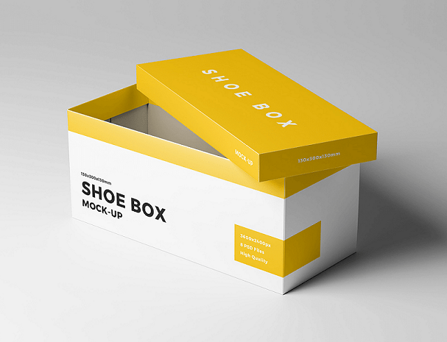 Thiết kế in hộp đựng giày kết hợp tone vàng và trắng hài hòa mang đến cảm giác trẻ trung, năng động