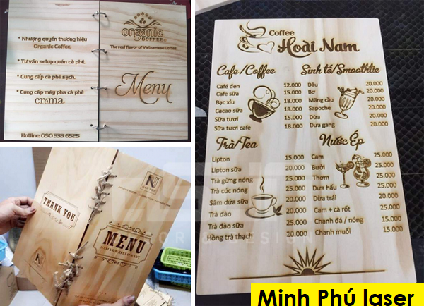 Dịch vụ khắc laser bảng menu gỗ đẹp và uy tín tại Hà Nội