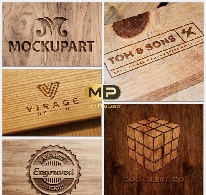 Sản phẩm khắc logo lên gỗ của Minh Phú laser